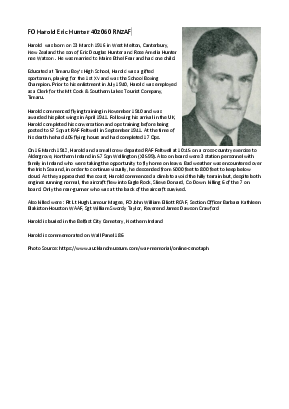 A preview of a PDF biography for Hunter, Harold Eric